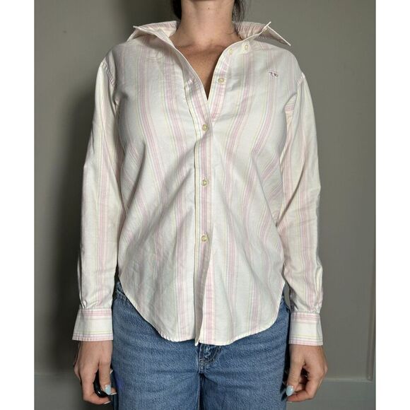 Brooks Brothers 100% Cotton White Pink Striped Button Up Longsleeve Sz 2 - Picture 4 of 8
